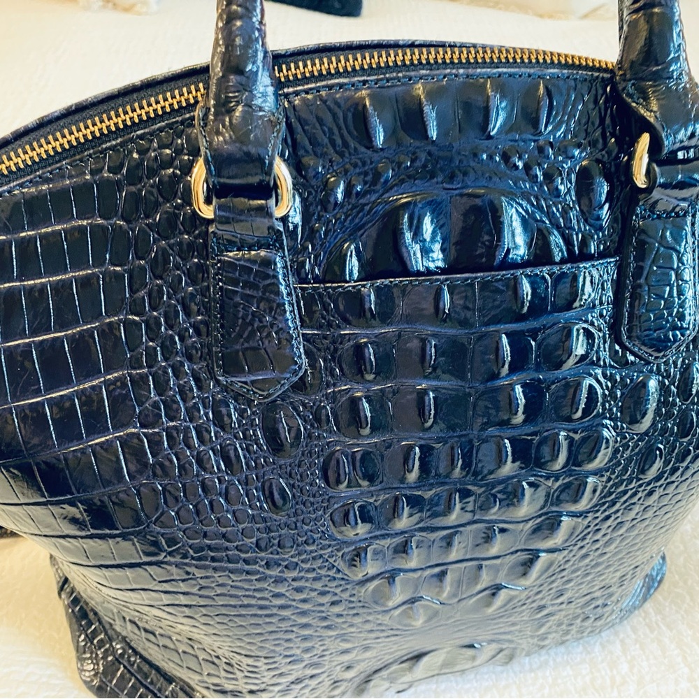 Brahmin Duxbury Crossbody Satchel. Cobalt Blue Melbourn, Croc-Embossed. - Picture 16 of 16